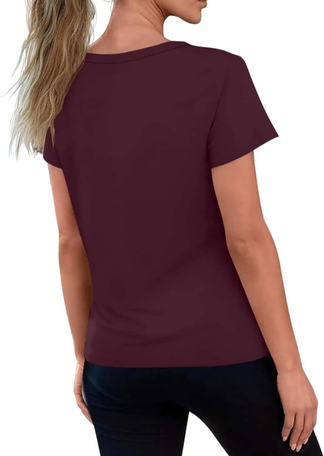 REORIA Womens Summer Crewneck Short Sleeve Cotton Tunic Tops Loose Fit Solid T Shirts 2025 Basic Tees