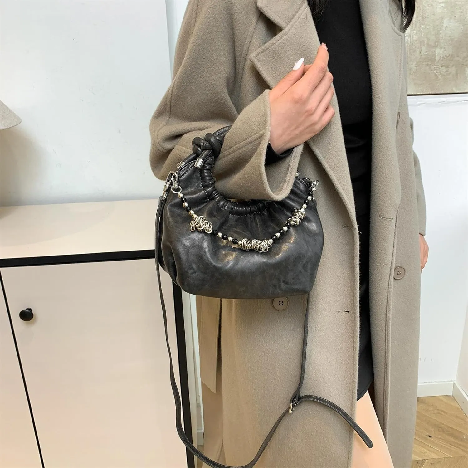 Retro Hobos Handbag and Purses for Women Trendy Shoulder Crossbody Bag with Removable Strap