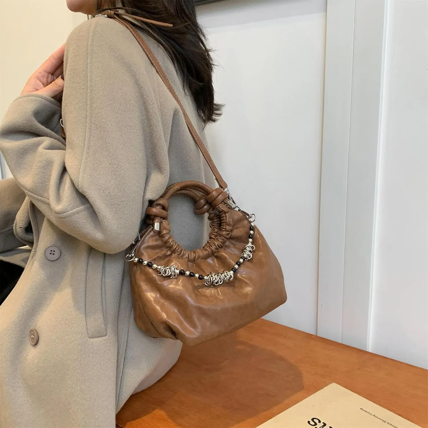 Retro Hobos Handbag and Purses for Women Trendy Shoulder Crossbody Bag with Removable Strap