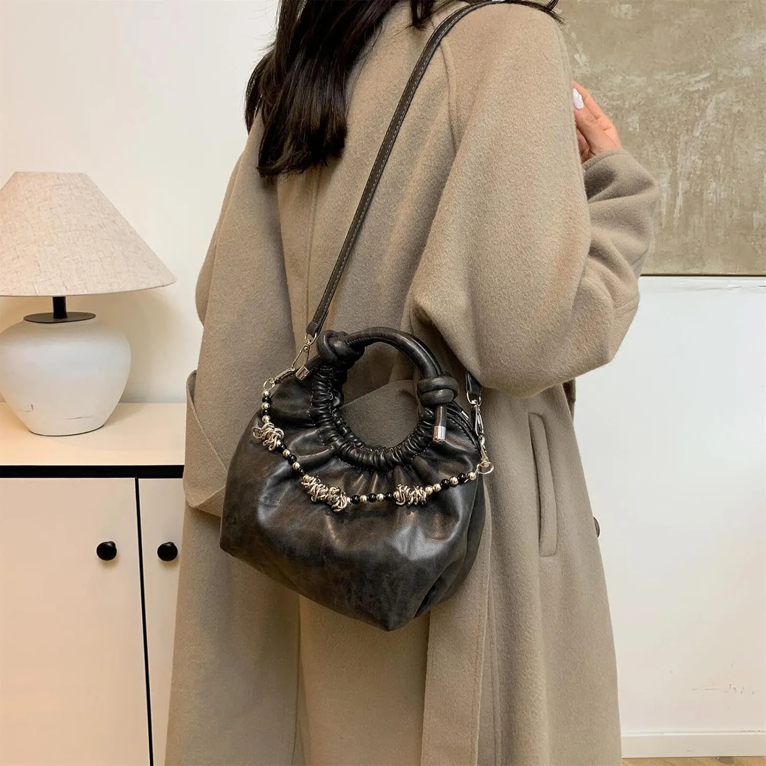Retro Hobos Handbag and Purses for Women Trendy Shoulder Crossbody Bag with Removable Strap