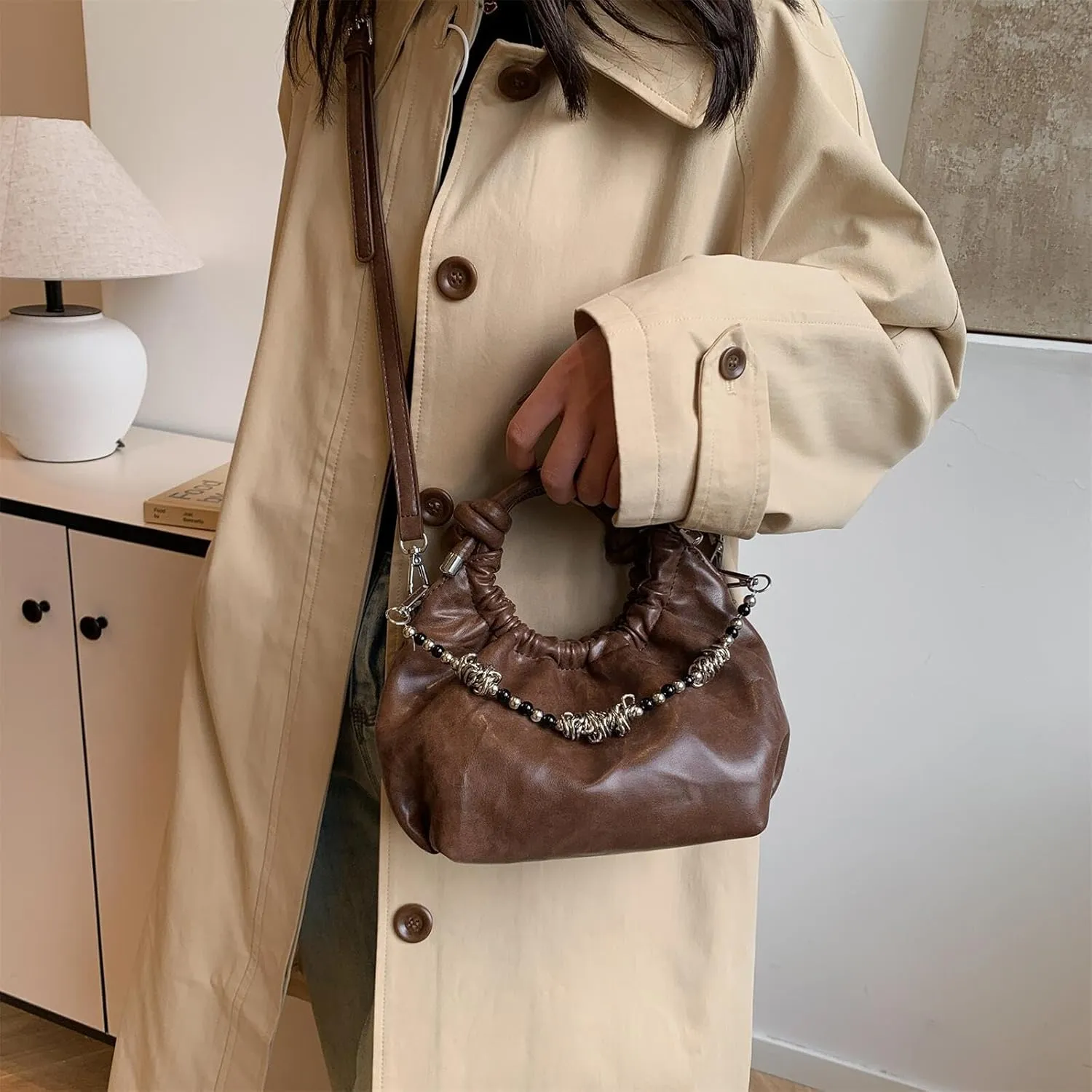 Retro Hobos Handbag and Purses for Women Trendy Shoulder Crossbody Bag with Removable Strap