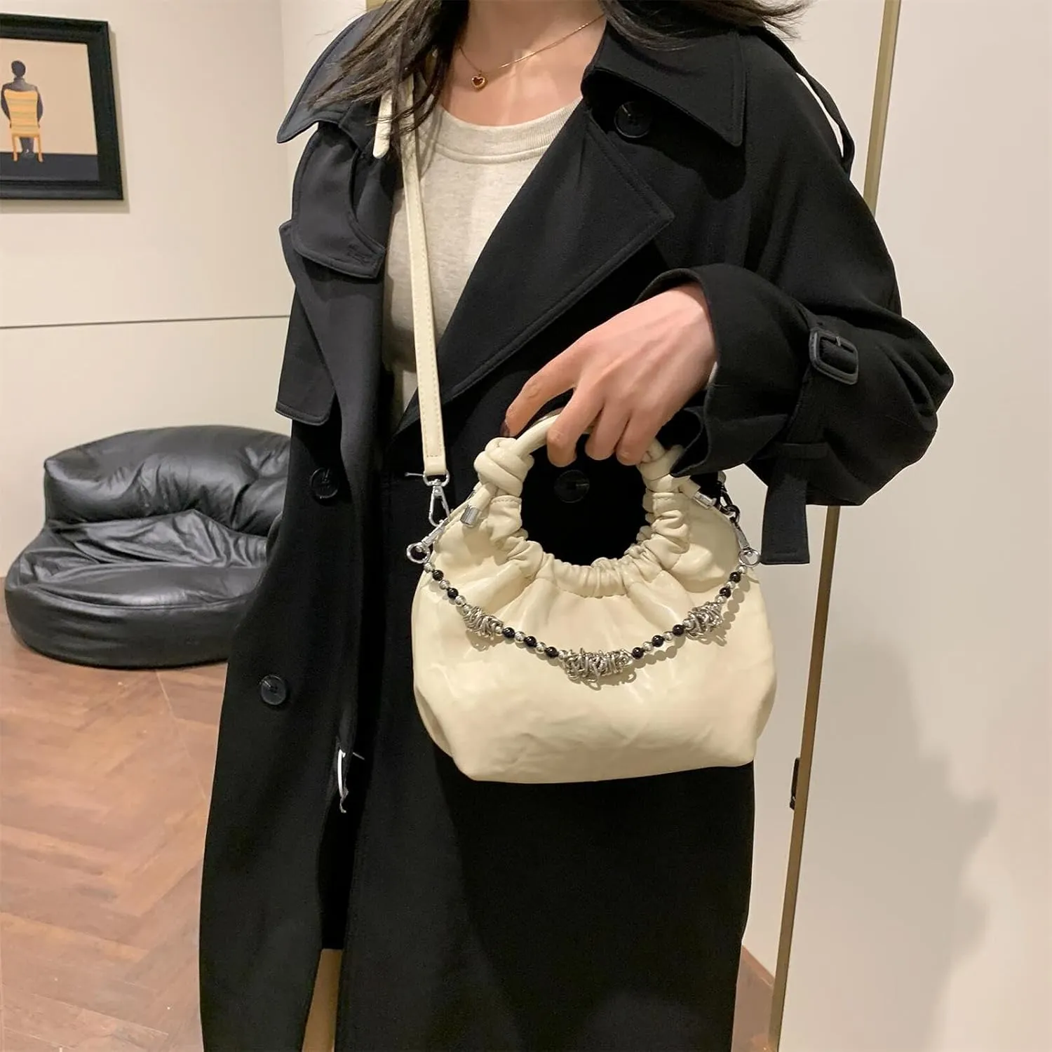 Retro Hobos Handbag and Purses for Women Trendy Shoulder Crossbody Bag with Removable Strap