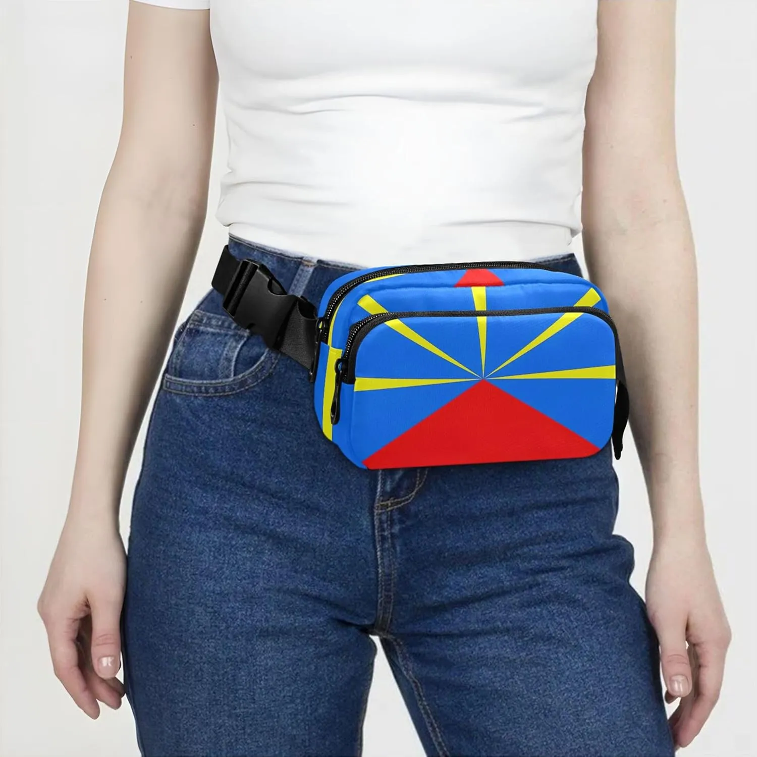Reunion Island Flag Women Fanny Pack Hip Pack Belt Bag Waterproof Designer Crossbody Waist Purse