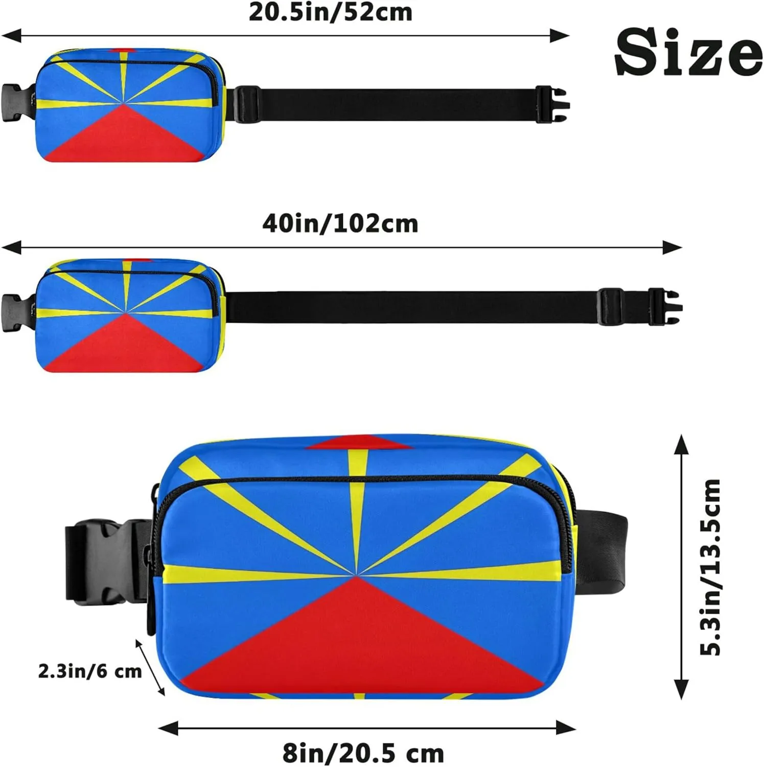 Reunion Island Flag Women Fanny Pack Hip Pack Belt Bag Waterproof Designer Crossbody Waist Purse