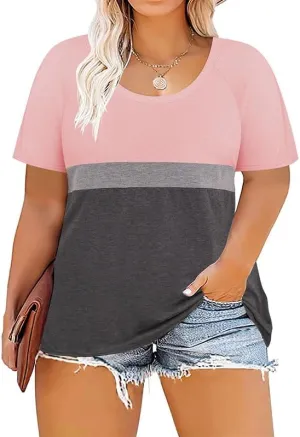 RITERA Women Plus Size Tops Casual Shirts Short Sleeve Tees Loose Basic Tunic XL-5XL