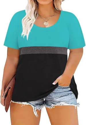 RITERA Women Plus Size Tops Casual Shirts Short Sleeve Tees Loose Basic Tunic XL-5XL