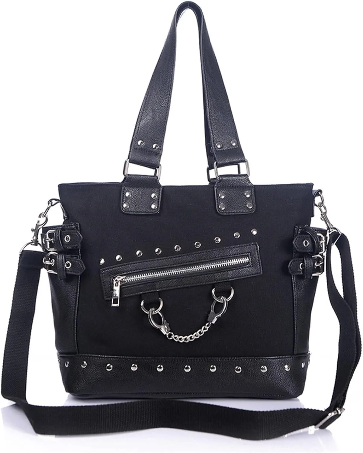 Rivet Tote Shoulder Crossbody Punk Hobo Purse Women Canvas Handbags Bag