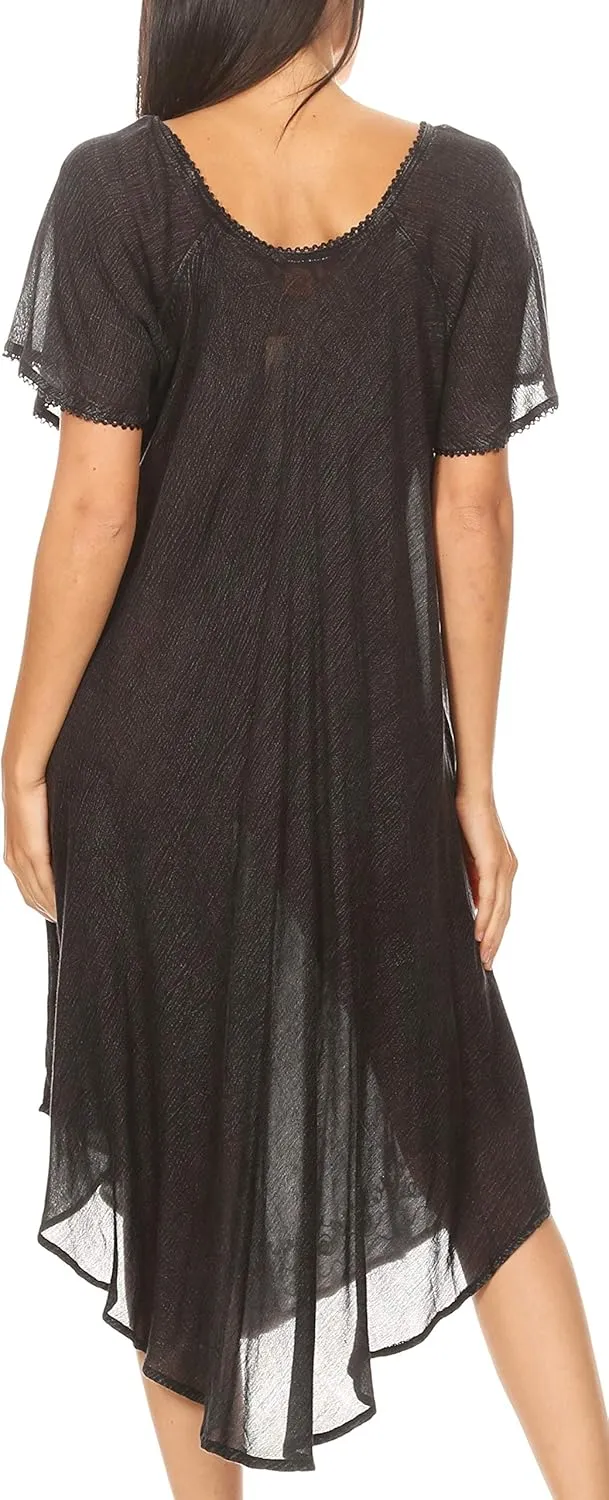 Sakkas Lilia Embroidered Lace Up Bodice Relaxed Fit Maxi Sun Dress