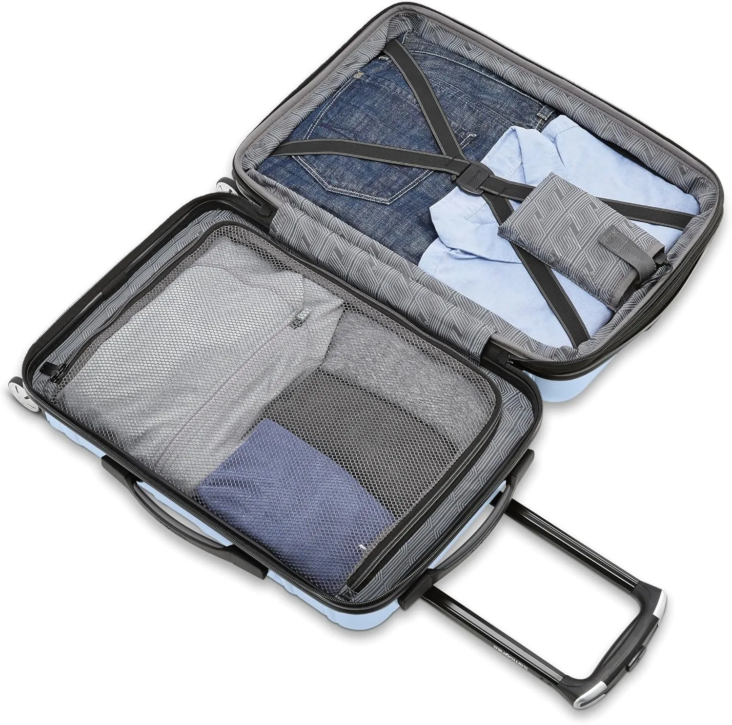 Samsonite Omni 2 Hardside Expandable Luggage with Spinner Wheels, 2PC SET (CO/L), Pale Blue