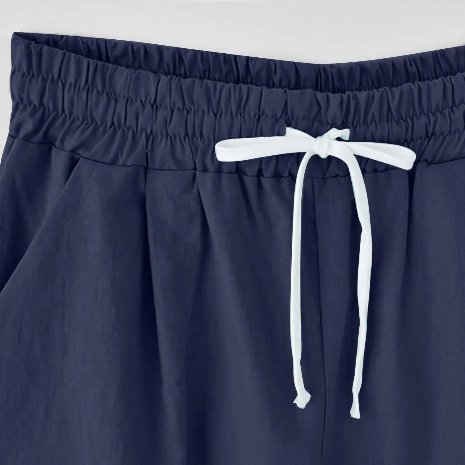 sdbrld Bermuda Shorts for Women,Womens Bermuda Shorts Trendy Knee-Length Bermuda Lounge Shorts with Elastic Waist Drawstring