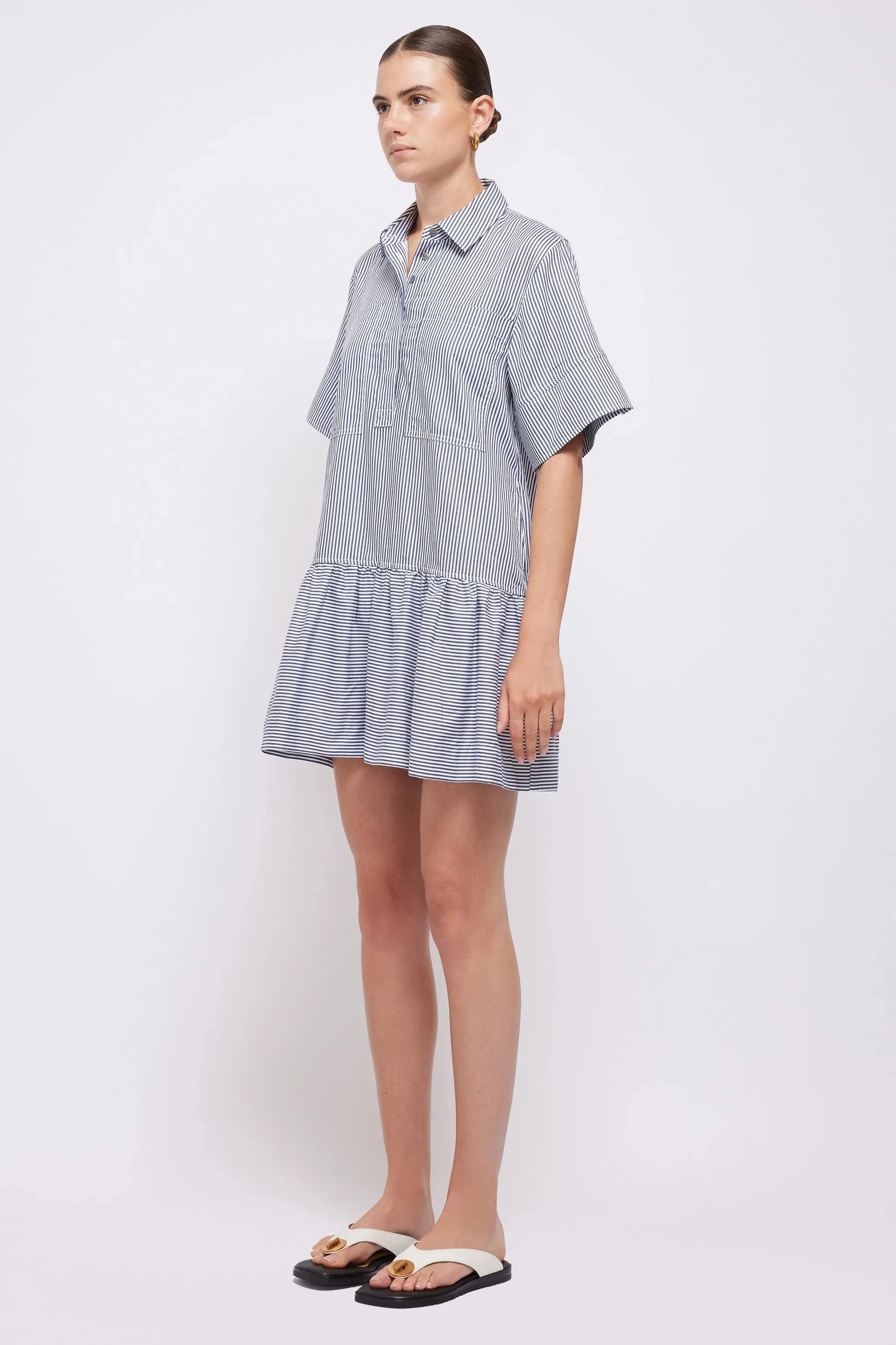 SIMKHAI - Cris Shirt Dress in Midnight Stripe