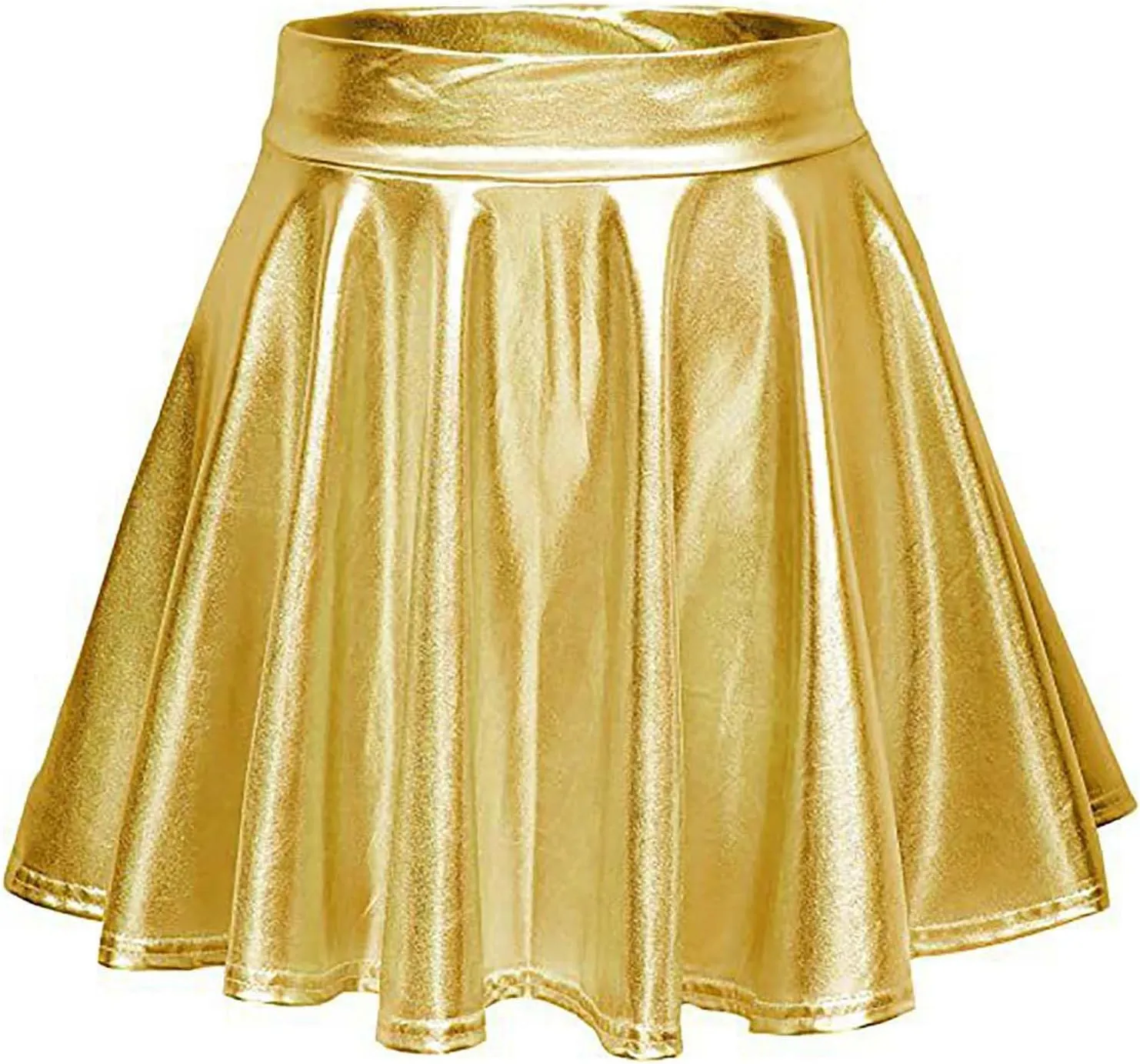 Skirt for Party Women's Fashion High Waist Pleated Solid Color Short Dress Loose Fit Skirts Metallic Summer Outfit