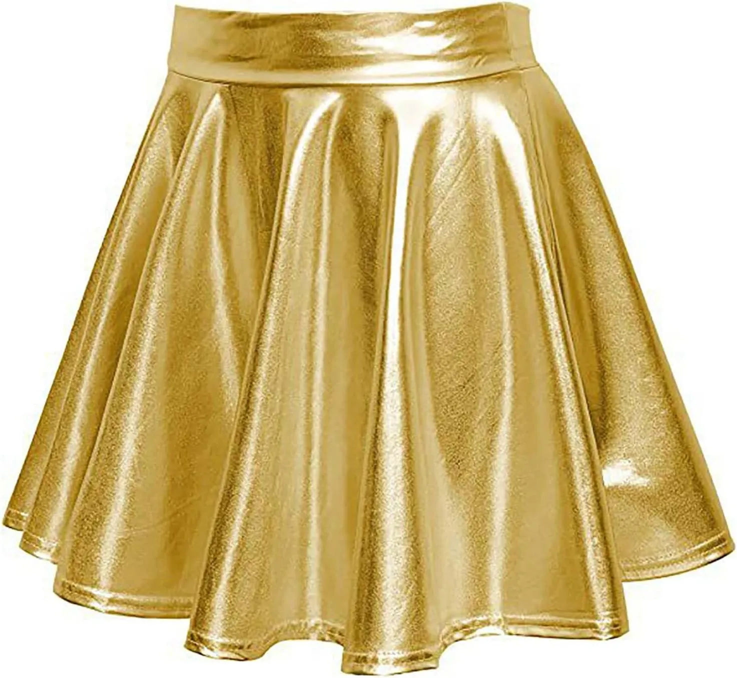 Skirt for Party Women's Fashion High Waist Pleated Solid Color Short Dress Loose Fit Skirts Metallic Summer Outfit