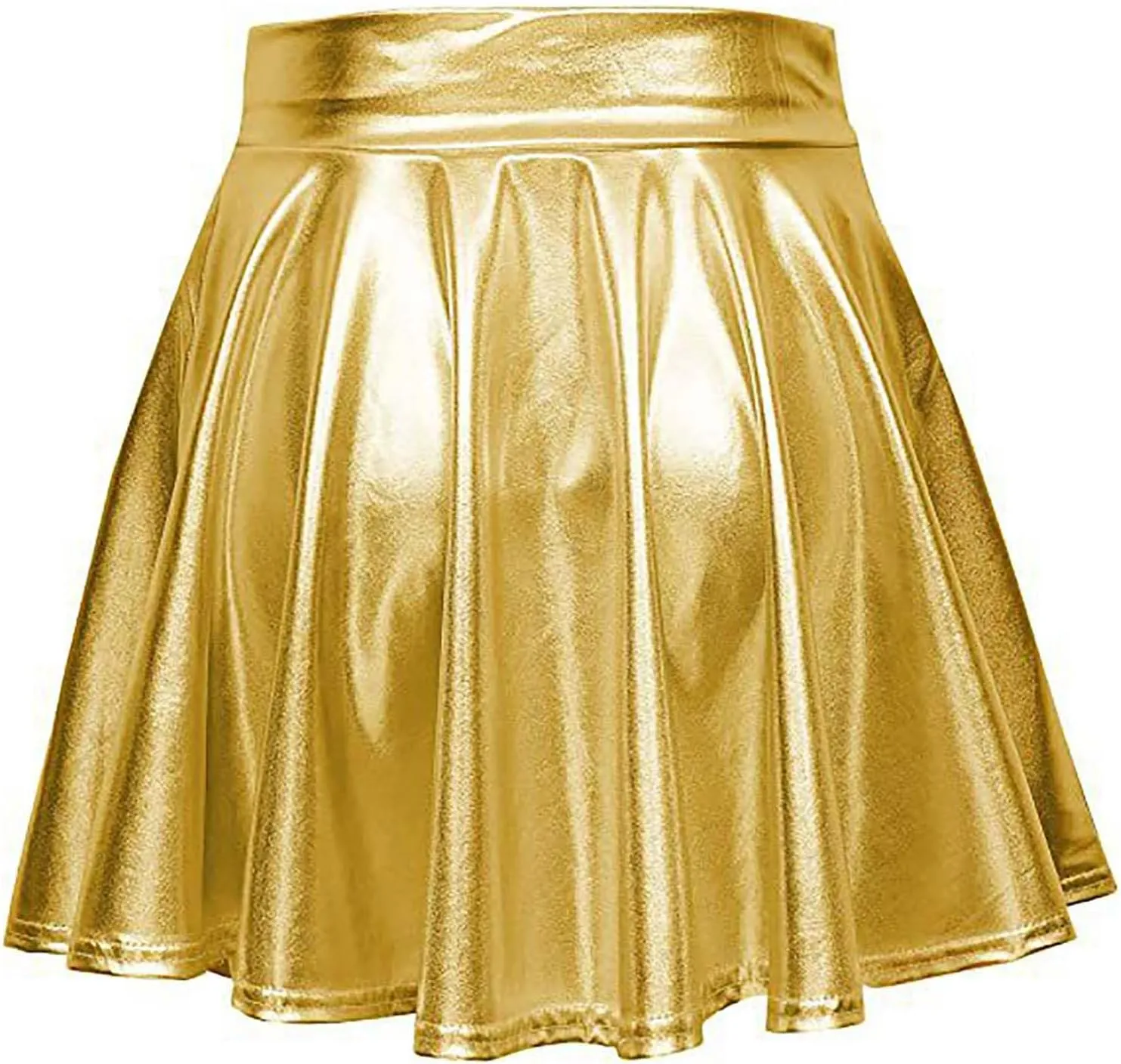 Skirt for Party Women's Fashion High Waist Pleated Solid Color Short Dress Loose Fit Skirts Metallic Summer Outfit
