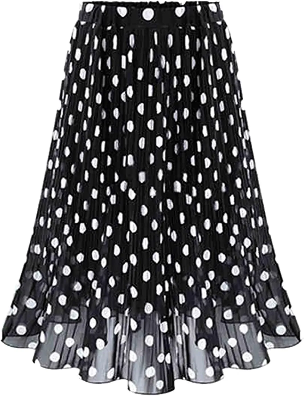 skorts skirts Fashion Casual Polka Dot Pleated High Waist Midi Skirt Flared Skater Swing Holiday skirts for women trendy