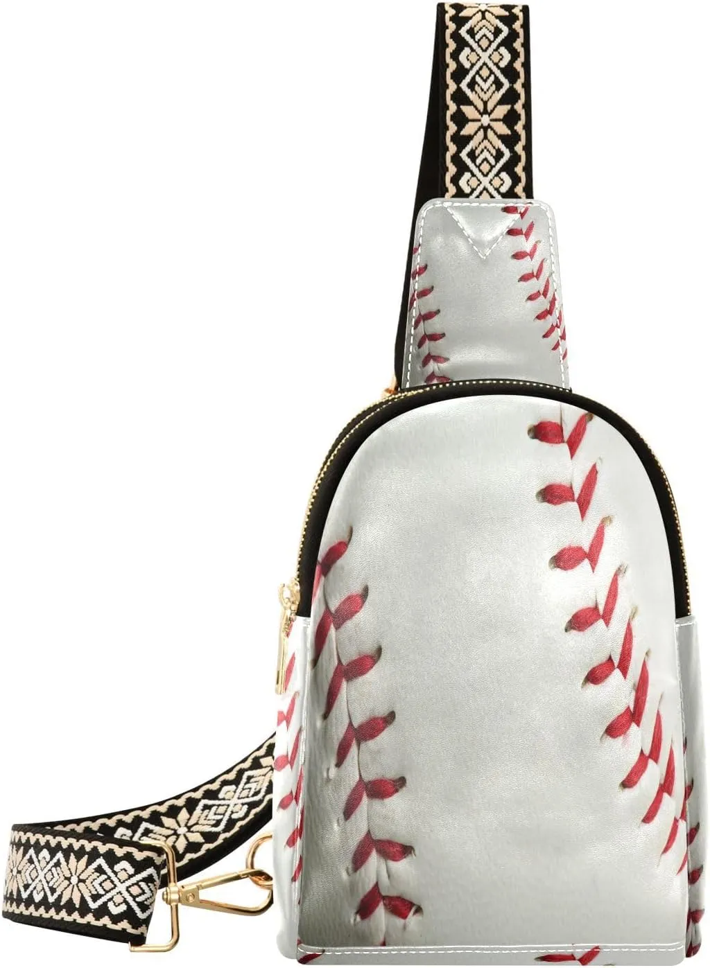 Small Sling Bag for Women Baseball Laces Background Leather Fanny Pack Crossbody Bag Chest Bag Trendy Fashion Waist Packs for Outdoor Travel Sports Hiking