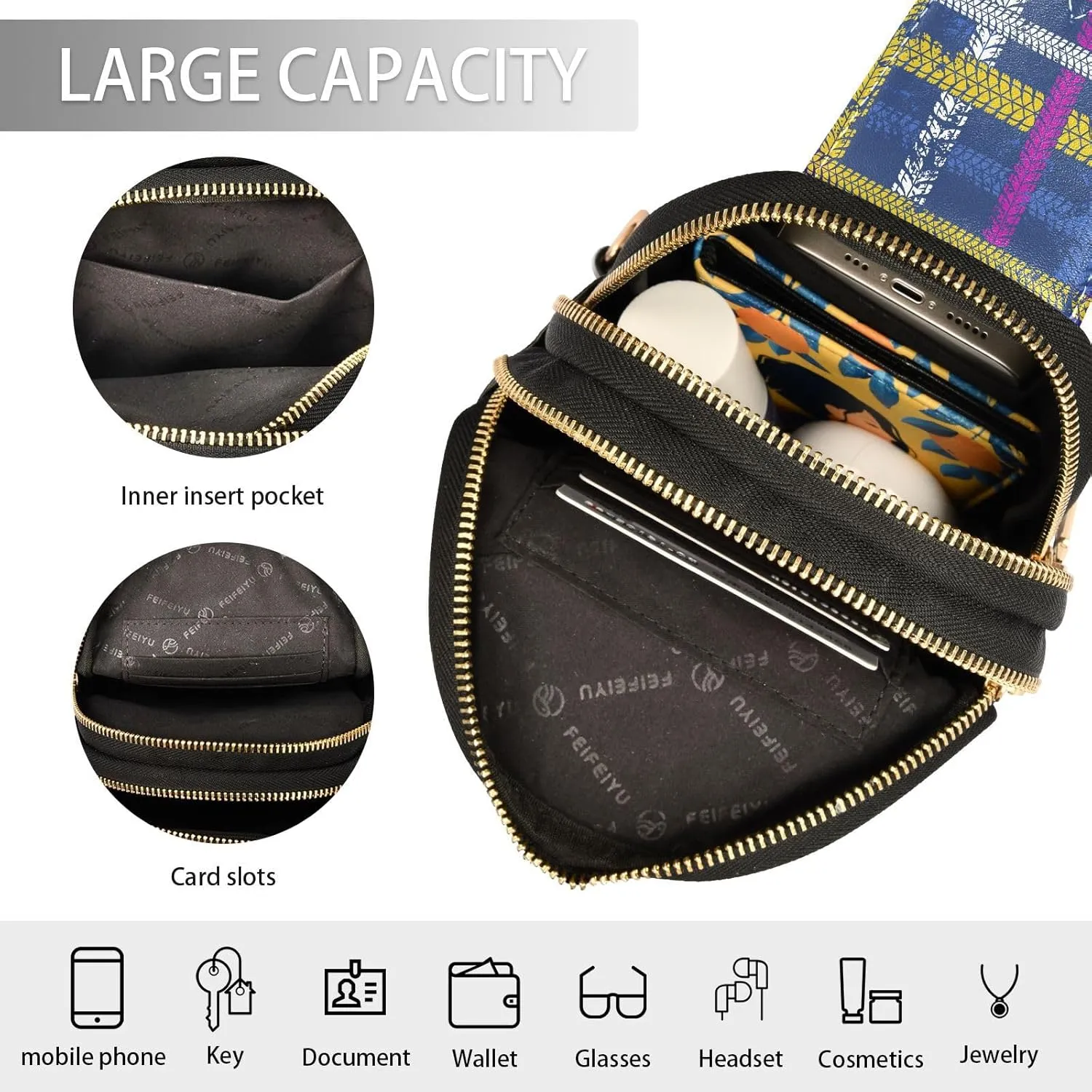 Small Sling Bag for Women Crossbody Race Plaid Tire Tracks Trendy Crossbody Bag Fanny Pack with Guitar Strap Leather Chest Bag for Women Fanny Pack Travel Outdoor Outfit