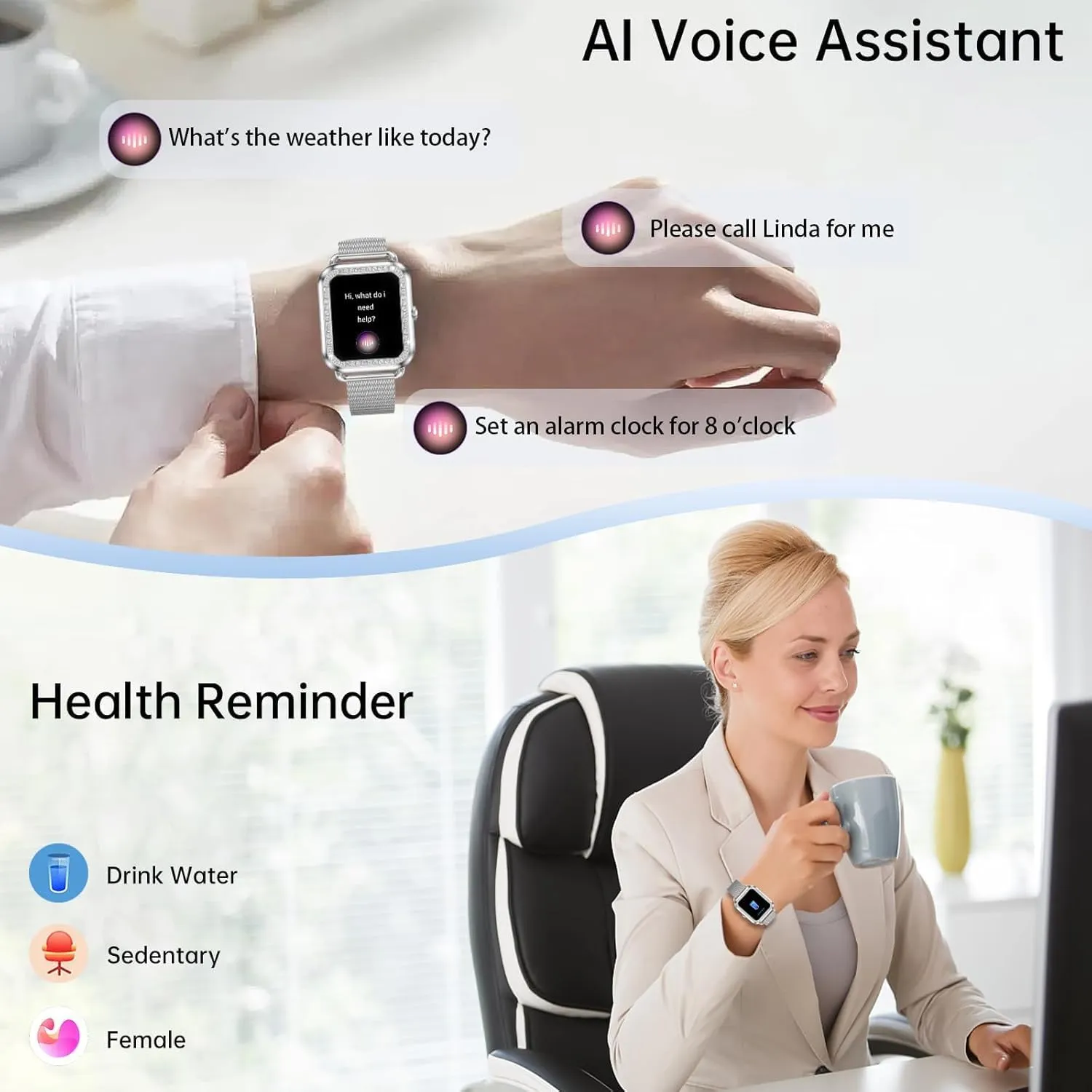Smart Watch, Colesma 1.59" HD Smart Watches for Women, Answer/Make Call Fitness Tracker Watch for Android iPhone, Sleep/Heart Rate/SpO2/Blood Pressure Monitor, 180  Dials, Waterproof Watches for Women