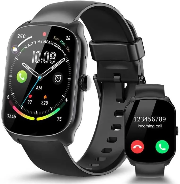 Smart Watch for Men Women Answer/Make Calls, 1.95" Touch smartwatch for Men, 110  Sports Modes with Heart Rate Sleep Monitor Step Counter, Black