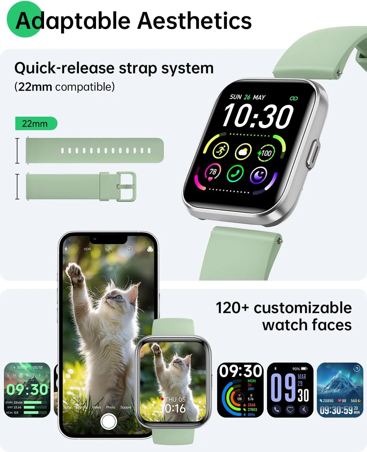 Smart Watches for Women and Men - Smart Watch Compatible for iPhone Android Phone,Alexa,Call & Notification Alerts,Heart Rate & Sleep Monitor,3 ATM Waterproof 1.83 Inches Fitness Tracker