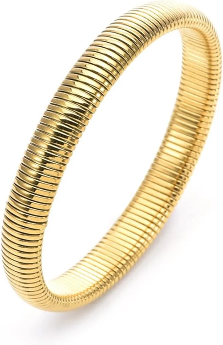 Snake Chain Bangle Bracelets Gold Chunky Stretch Snake Cobra Wide Bangle Twisted Bracelet Elastic Snake Chain Bracelet for Women Girls