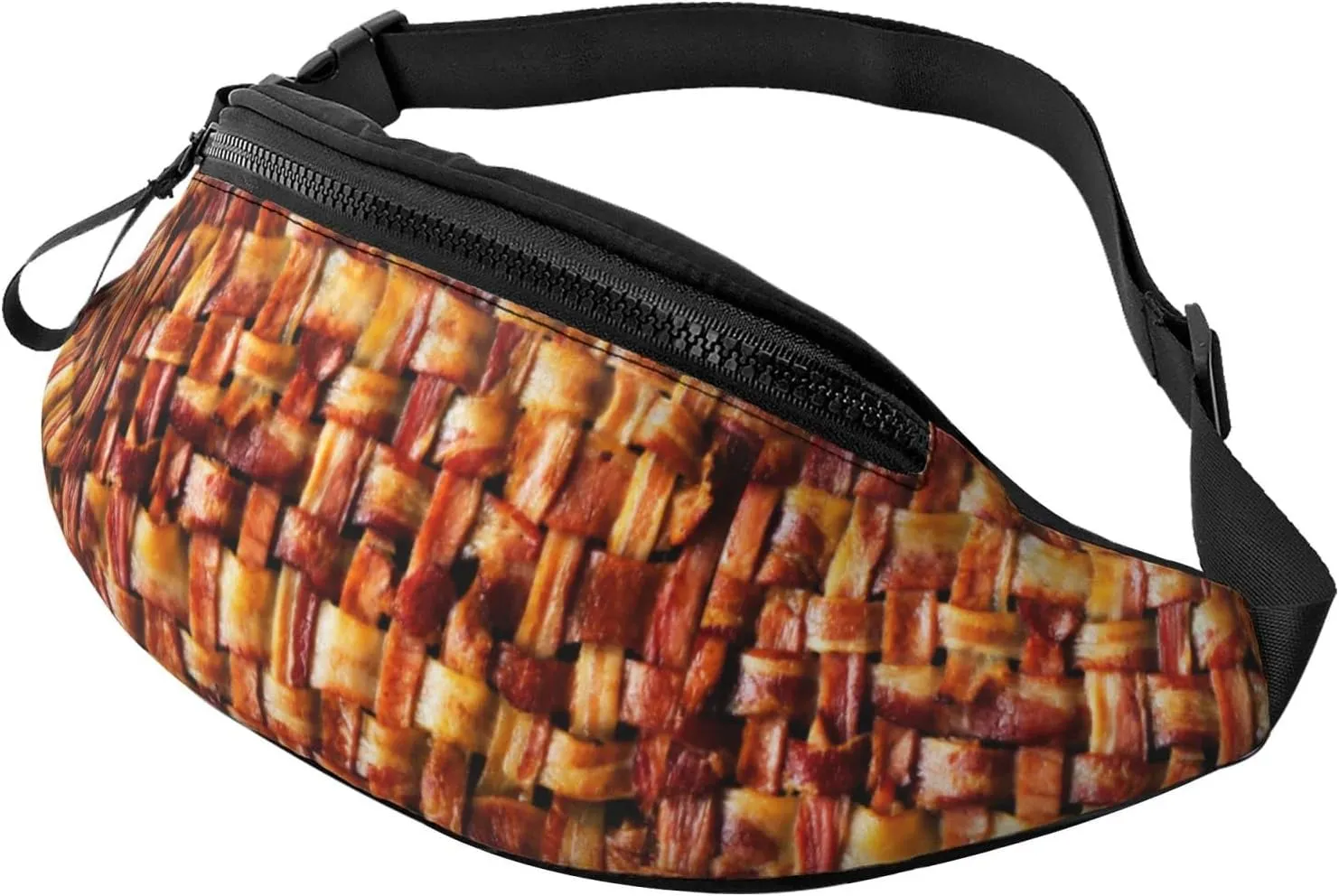 Sport Waist Bag For Men Women-Funny Bacon Meat Pattern Fanny Pack-Casual Bum Bags Hiking Running Belt Bags