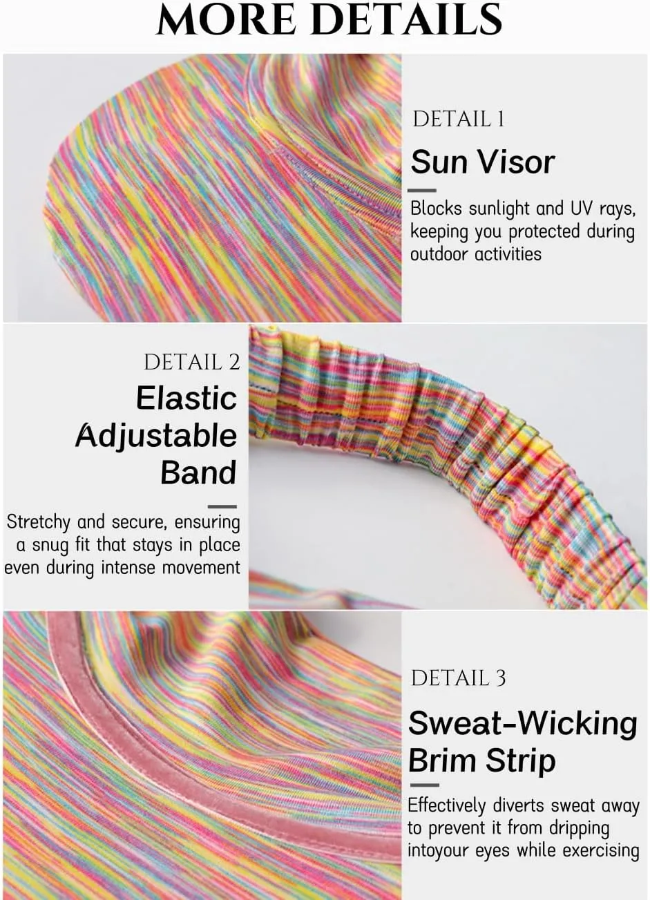 Sports Headband Sun Visor Hats for Women, UV Protection Sun Hats, Packable Ponytail Beach Summer Hat for Sports Golf