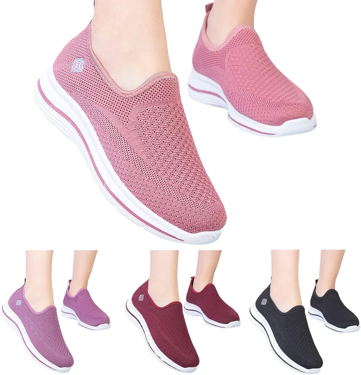 Sporty Women's Sneakers Breathable Fly Woven Mesh Slip On Casual Footwear Comfortable Outdoor Shoes for Spring