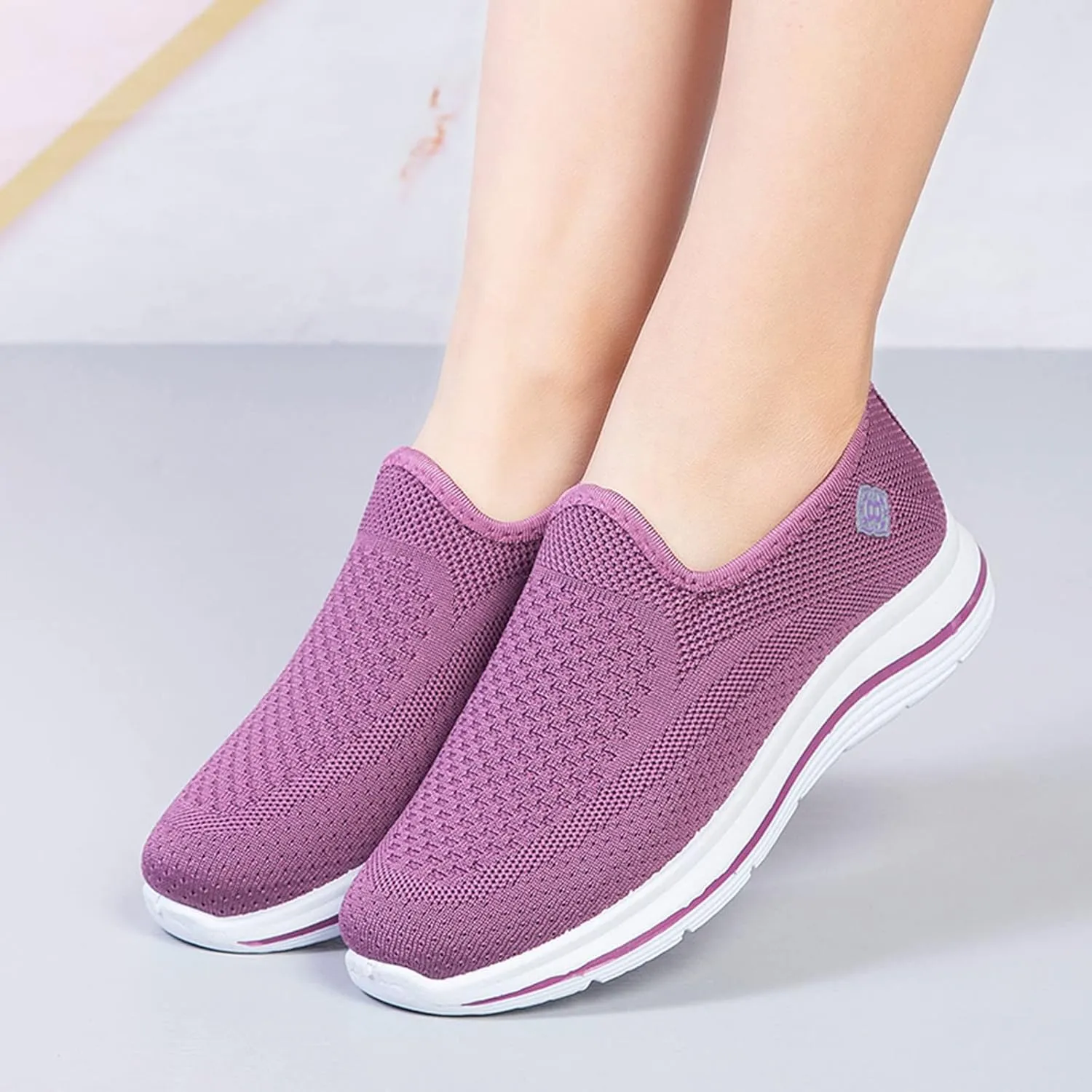 Sporty Women's Sneakers Breathable Fly Woven Mesh Slip On Casual Footwear Comfortable Outdoor Shoes for Spring