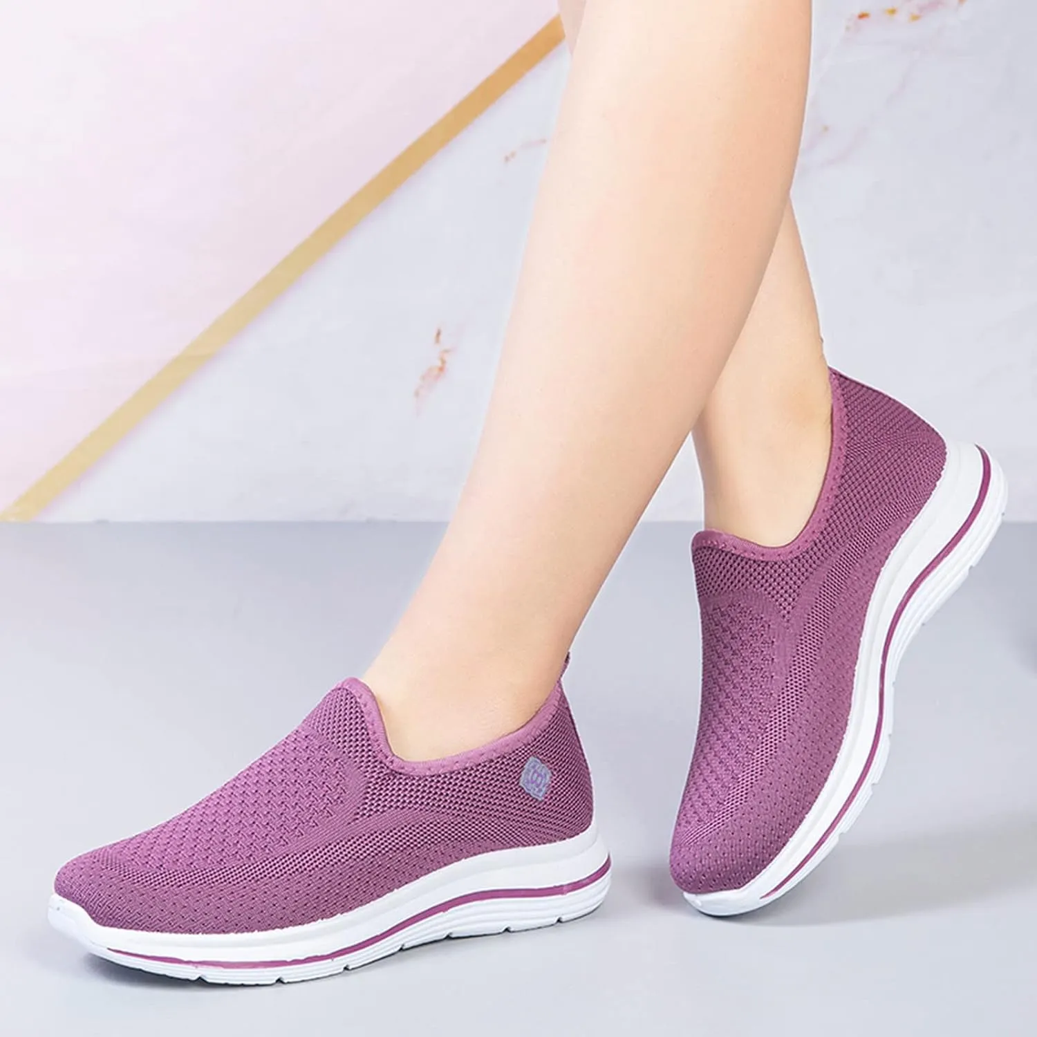 Sporty Women's Sneakers Breathable Fly Woven Mesh Slip On Casual Footwear Comfortable Outdoor Shoes for Spring