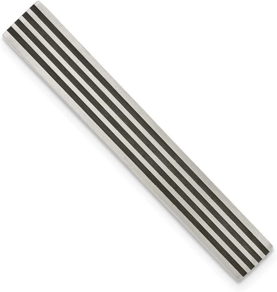 Stainless Steel Brushed Black Rubber Tie Bar
