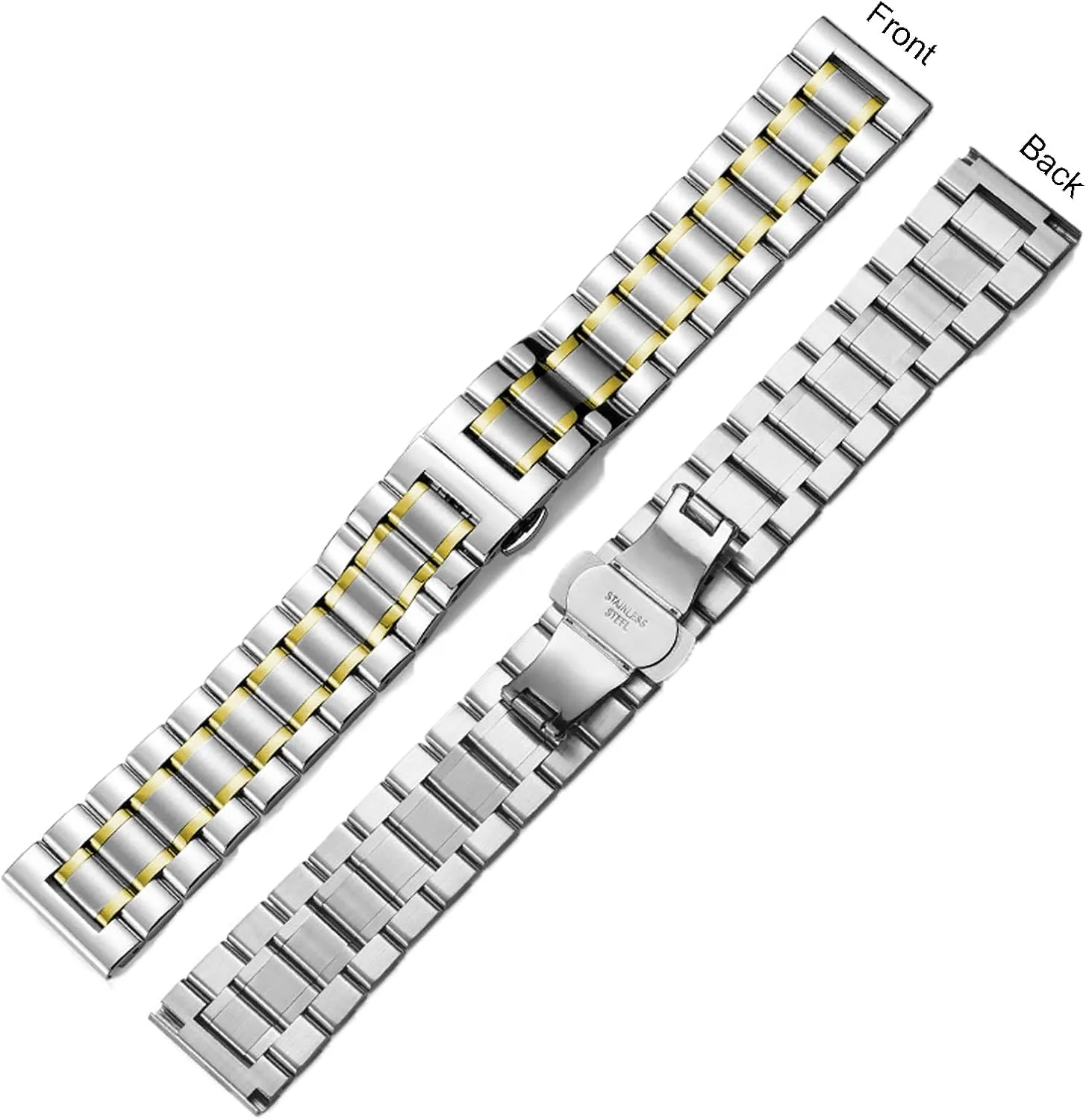 Stainless Steel Watch Band 14mm 15mm 16mm 17mm 18mm 19mm 21mm 20mm 22mm 23mm 24mm Universal Metal Watch Strap Smartwatch Replacement Band Men Women fit Most Traditional Watches