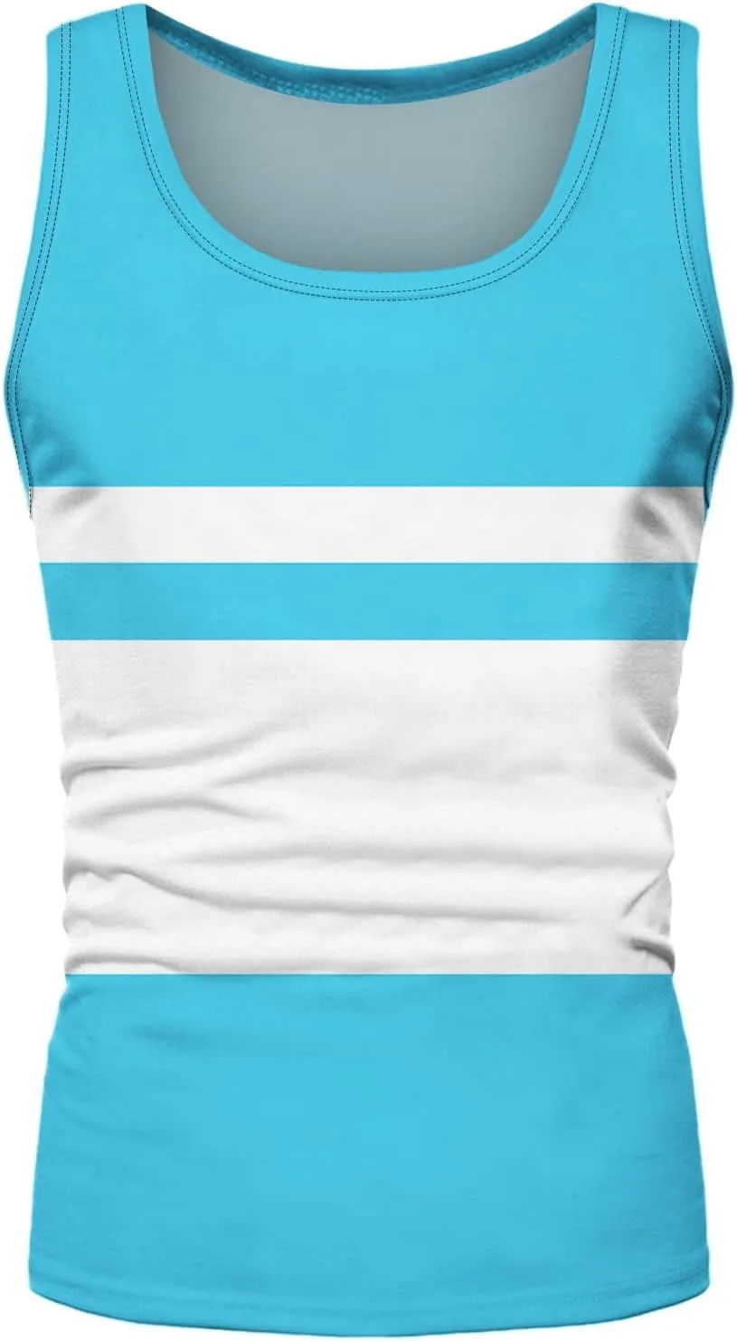 Striped Tank Tops for Men Beach Wear Graphic Sleeveless Graphic Shirts Big Tall Sports Gym Workout Casual Summer Tops