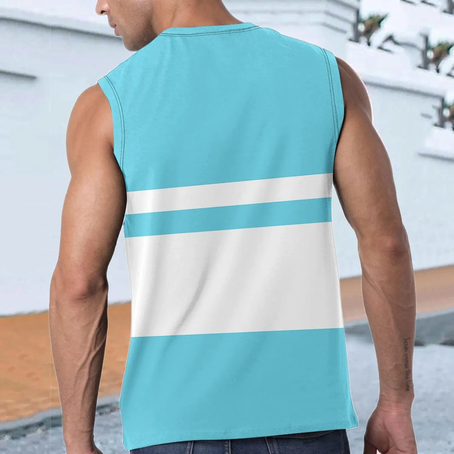 Striped Tank Tops for Men Beach Wear Graphic Sleeveless Graphic Shirts Big Tall Sports Gym Workout Casual Summer Tops