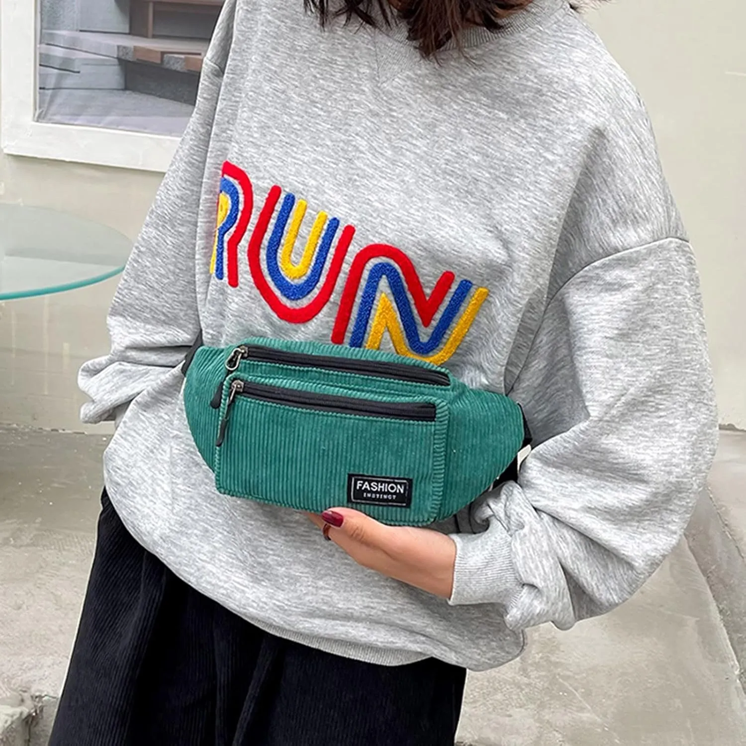 Study Materials Men Chest Bag Texture Body Small Bag Sports Waist Bags Casual Shoulder Bags For Men (Green, One Size)
