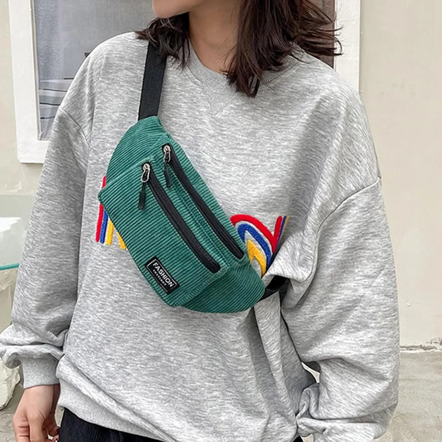 Study Materials Men Chest Bag Texture Body Small Bag Sports Waist Bags Casual Shoulder Bags For Men (Green, One Size)