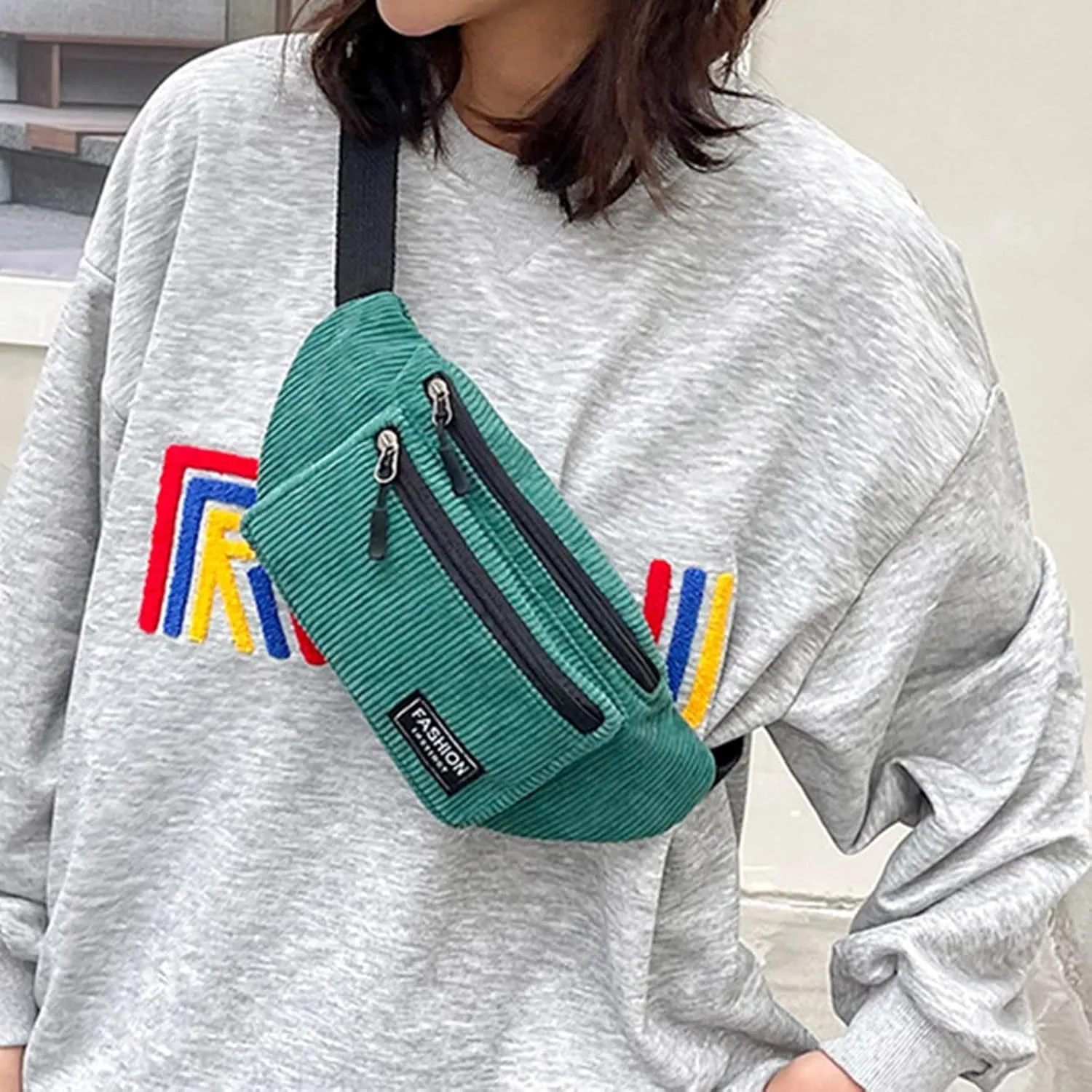 Study Materials Men Chest Bag Texture Body Small Bag Sports Waist Bags Casual Shoulder Bags For Men (Green, One Size)