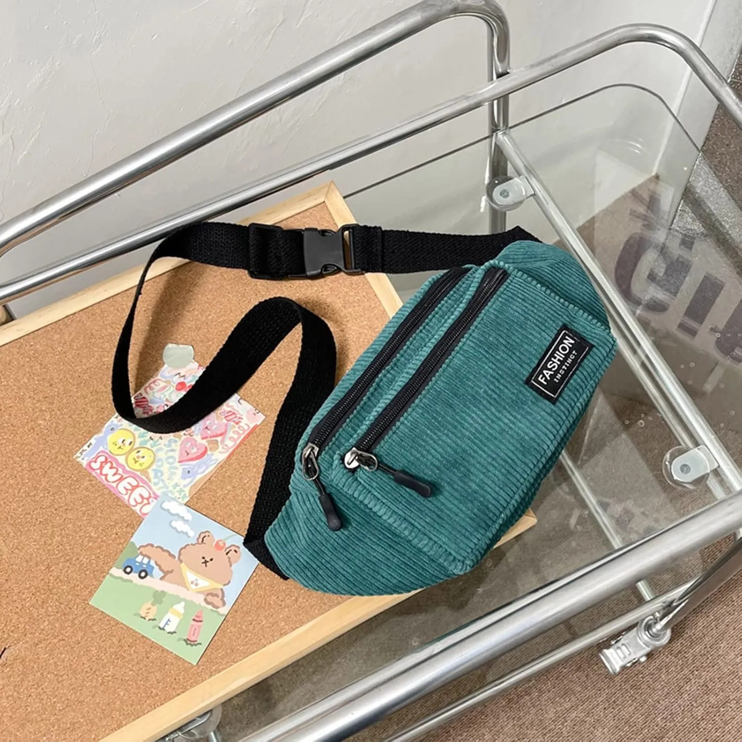 Study Materials Men Chest Bag Texture Body Small Bag Sports Waist Bags Casual Shoulder Bags For Men (Green, One Size)