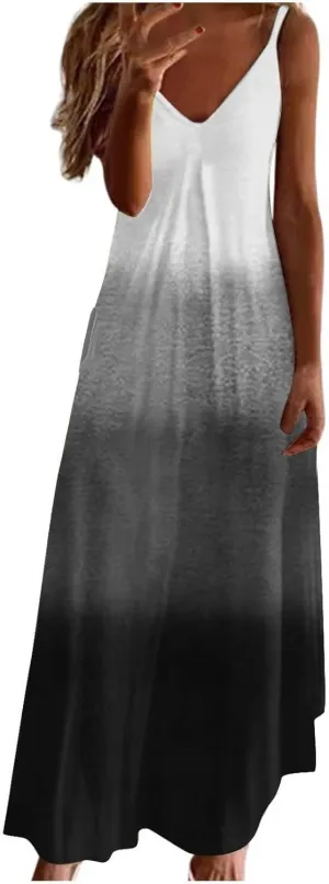 Summer Dresses for Women Vacation Floral Slip Dress Boho Maxi Sleeveless Dress Casual V Neck Beach Sundresses 2025