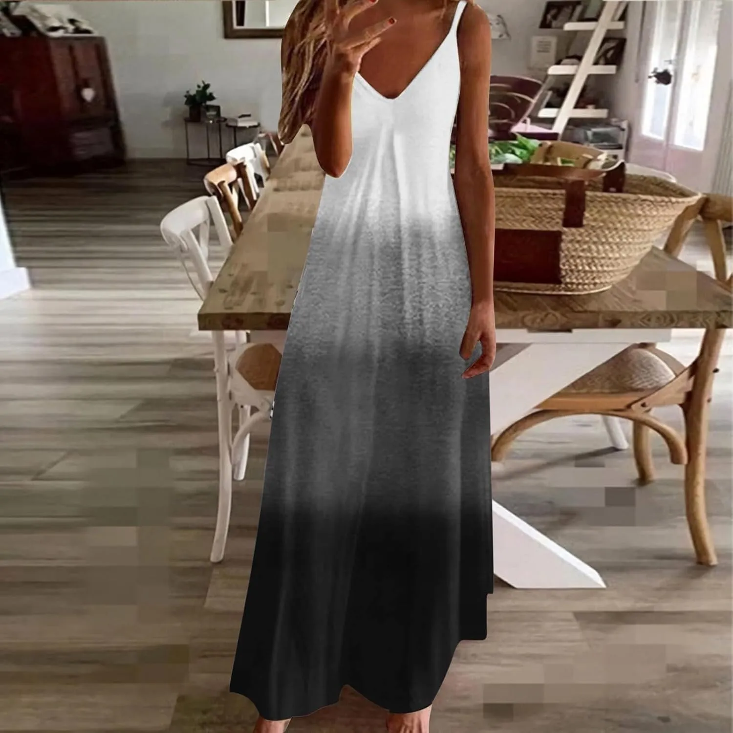 Summer Dresses for Women Vacation Floral Slip Dress Boho Maxi Sleeveless Dress Casual V Neck Beach Sundresses 2025