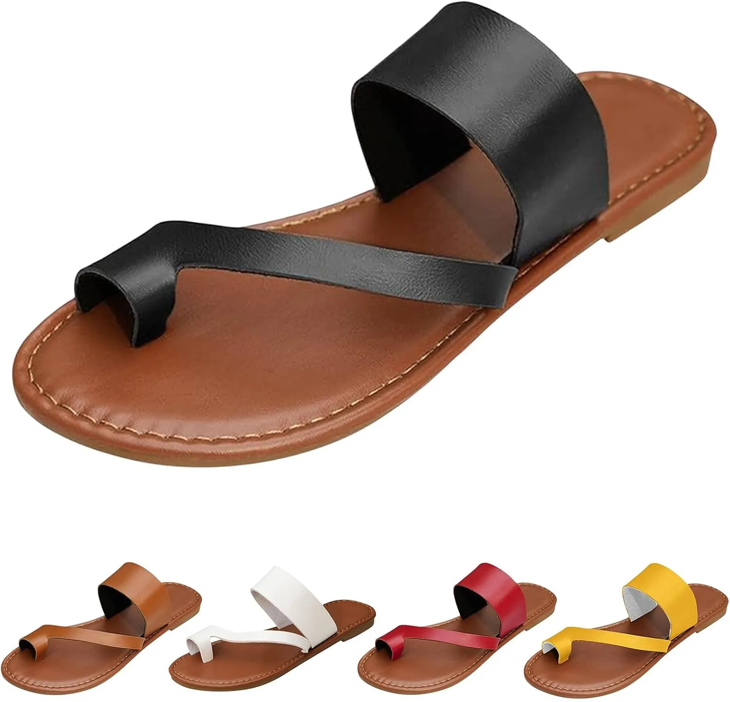 Summer Sandals for Women 2025 Trendy Clip Toe Sandals Lightweight Slippers for Vacation One Band Flip Flops Beach Casual Wear Walking Shoes Plus Size Comfortable Flats Sandal Womens