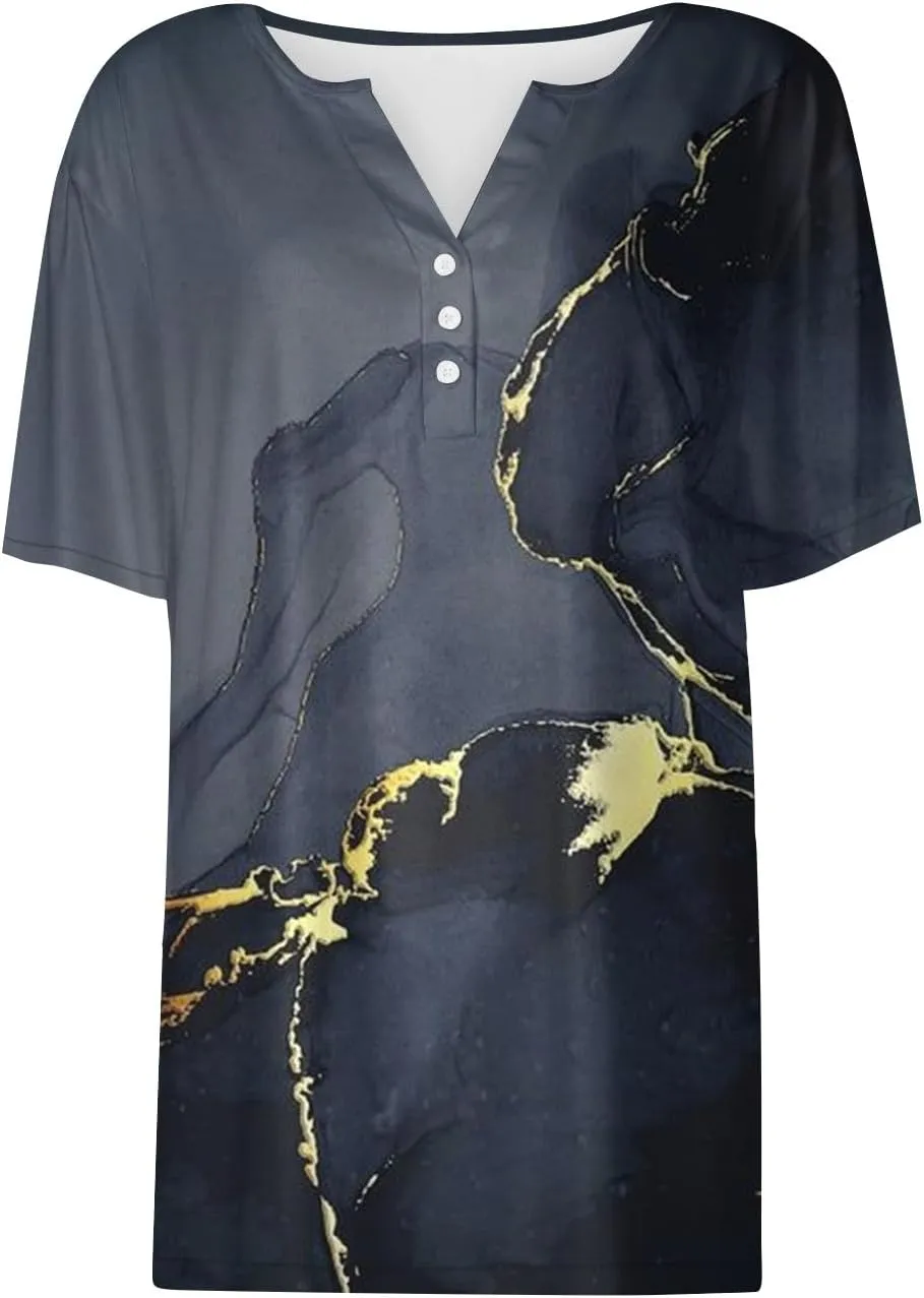 Summer Tops for Women 2025 Casual Short Sleeve V Neck Shirt Trendy Business Dressy Tunic Tops