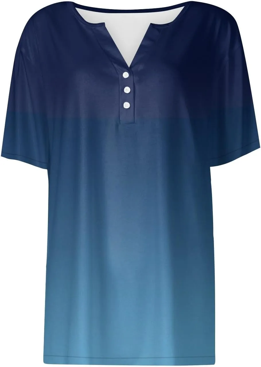 Summer Tops for Women 2025 Casual Short Sleeve V Neck Shirt Trendy Business Dressy Tunic Tops
