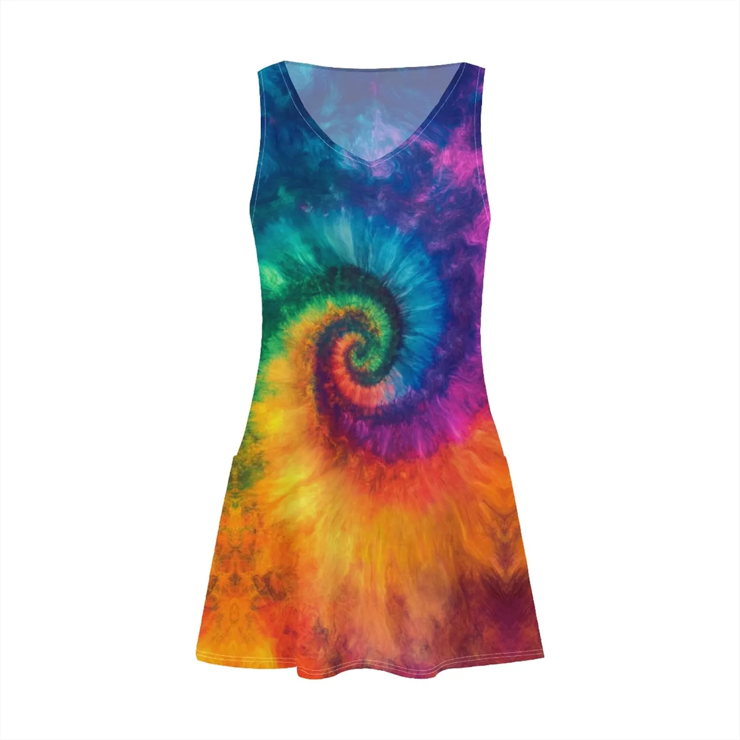 Sundresses for Women Casual Beach Summer Dresses with Pockets V Neck Loose Skirt Boho Hawaiian Floral Tank Dress