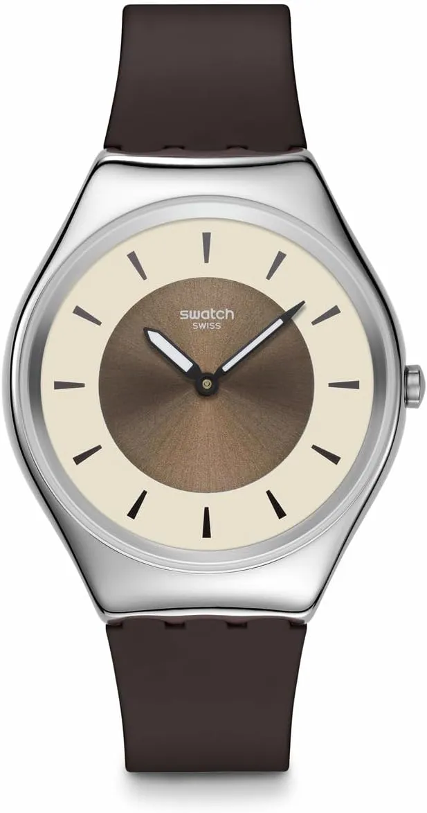 Swatch Unisex Casual Watch Brown Stainless Steel Quartz Hazel Delight