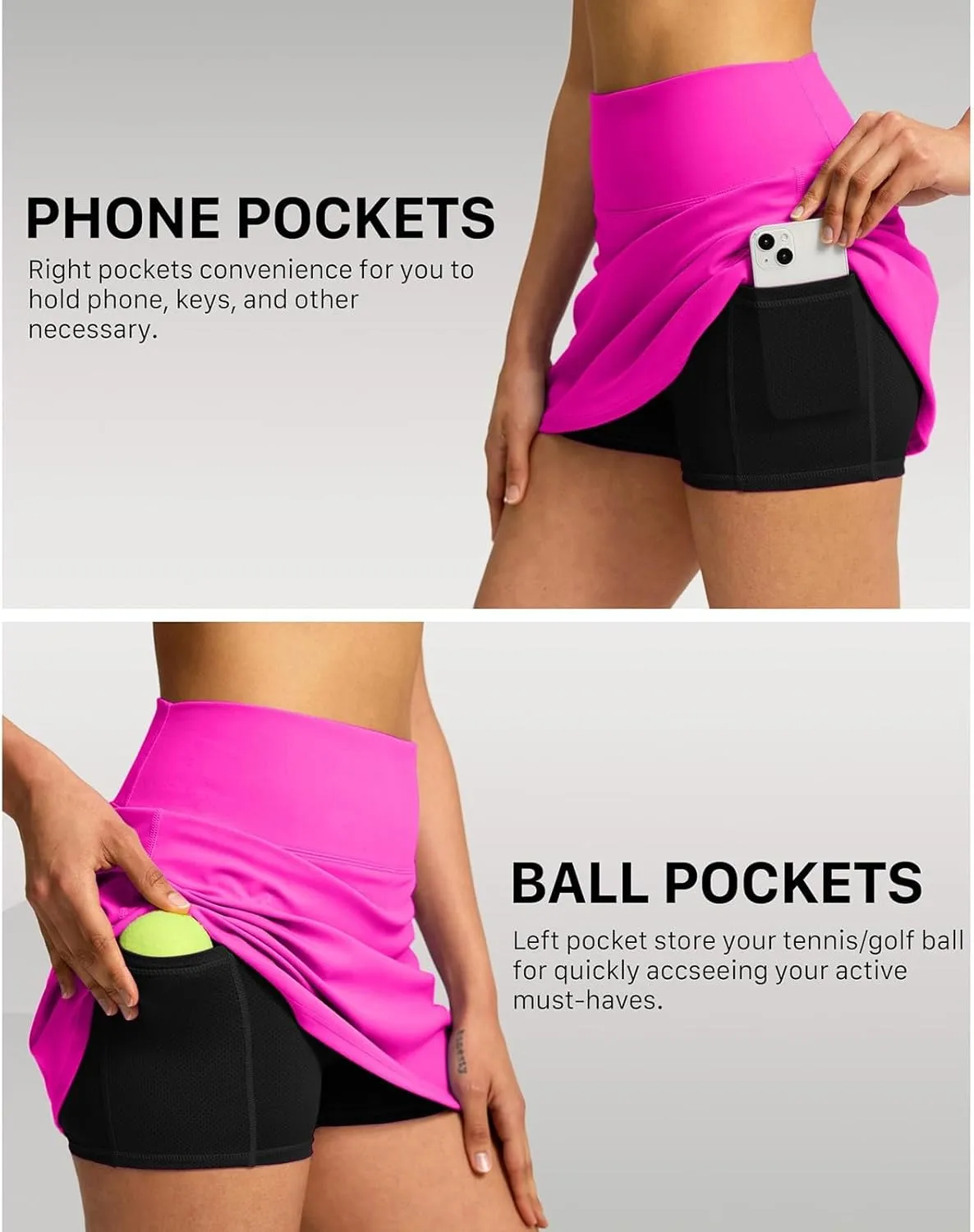 Tennis Skirts for Women with Shorts Underneath High Waisted Workout Athletic Skorts with Pockets Skinny Golf Skirts