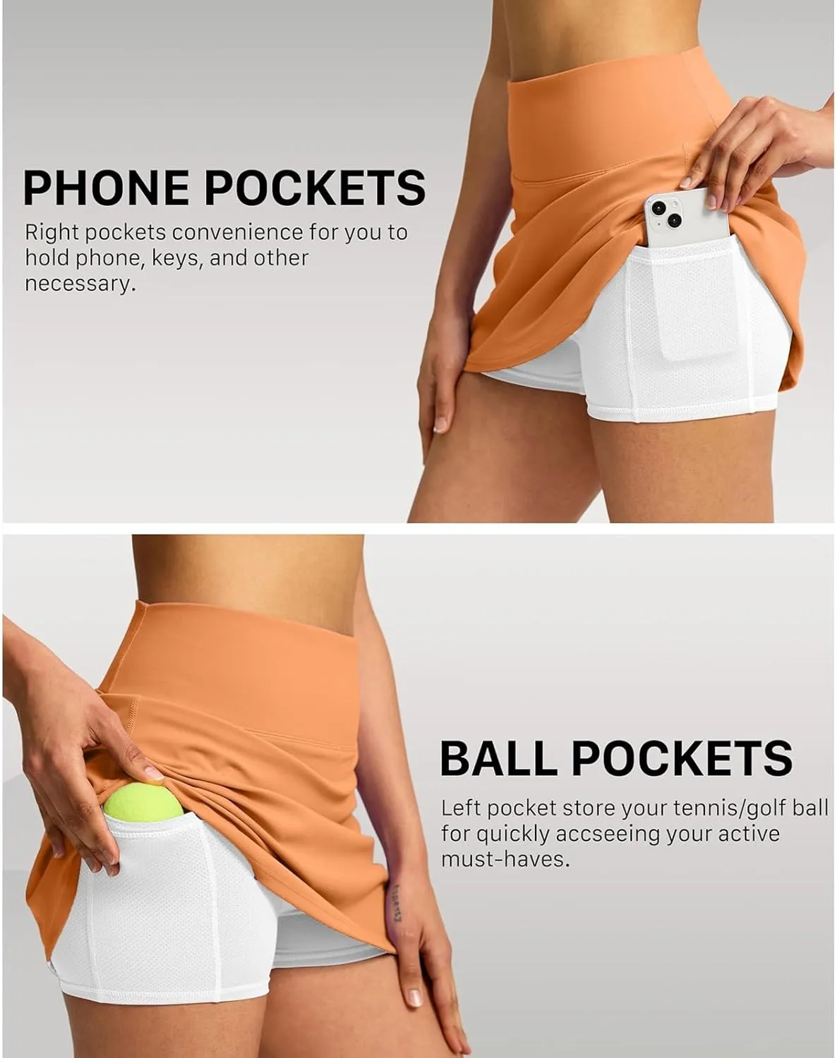 Tennis Skirts for Women with Shorts Underneath High Waisted Workout Athletic Skorts with Pockets Skinny Golf Skirts