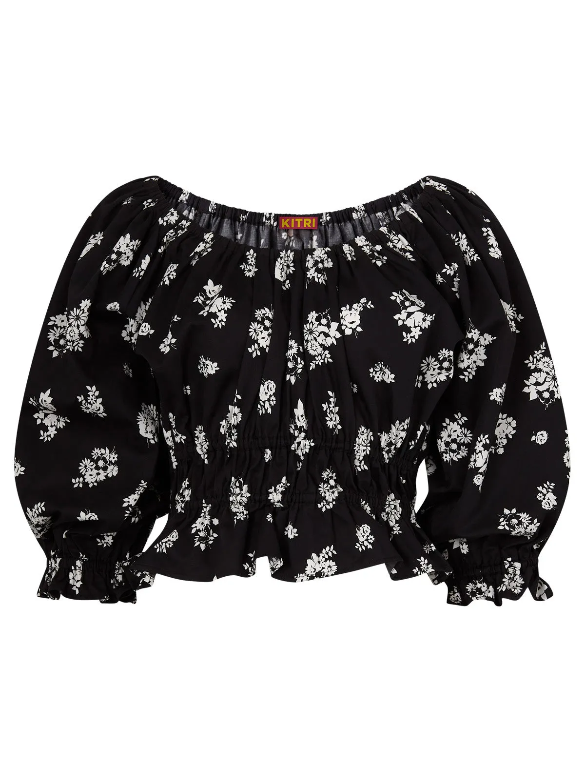 Tina Black Mono Floral Top