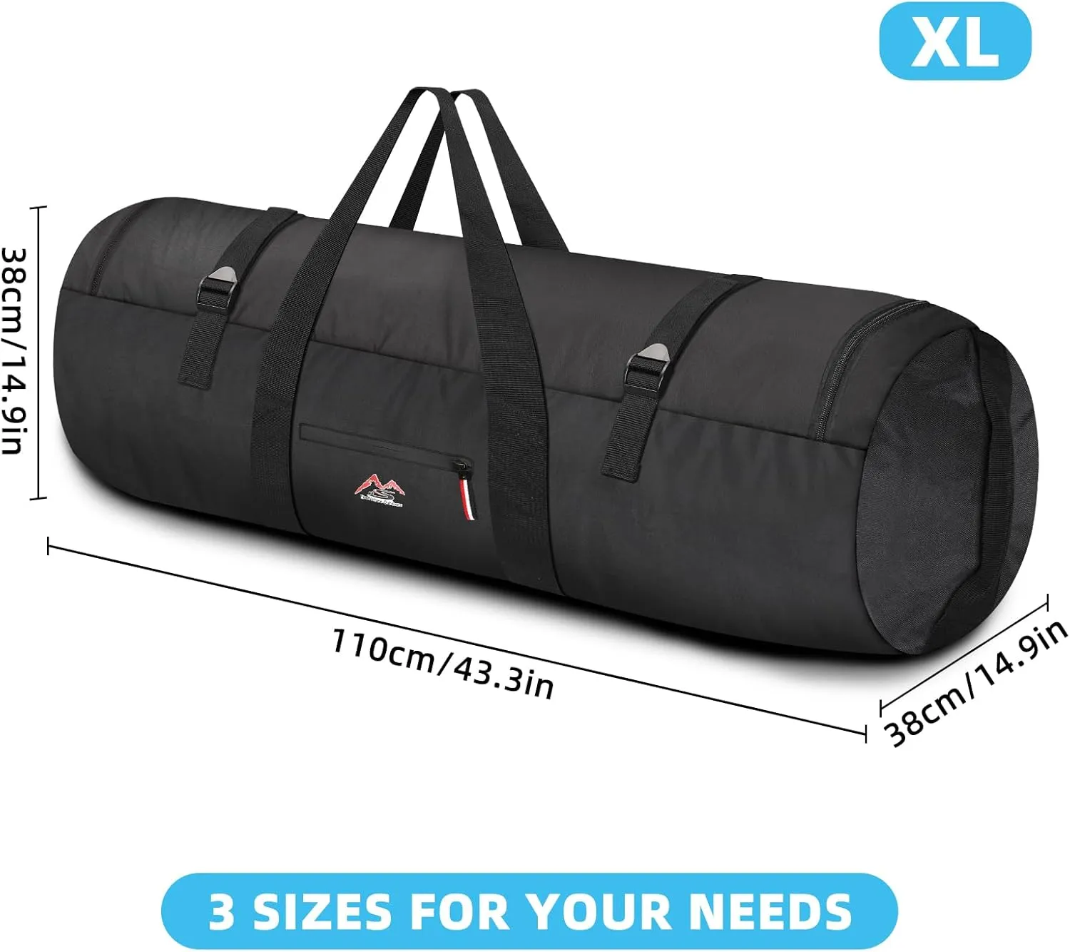 Travel Duffel Bag 37L/63L/125L Oversized Duffel Bag, Upgrade Zipper, Durable and Waterproof, Suitable for Camping Bag Travel Storage Bag Tent StorageBag Sports Equipment Bag (Black, XL125L)