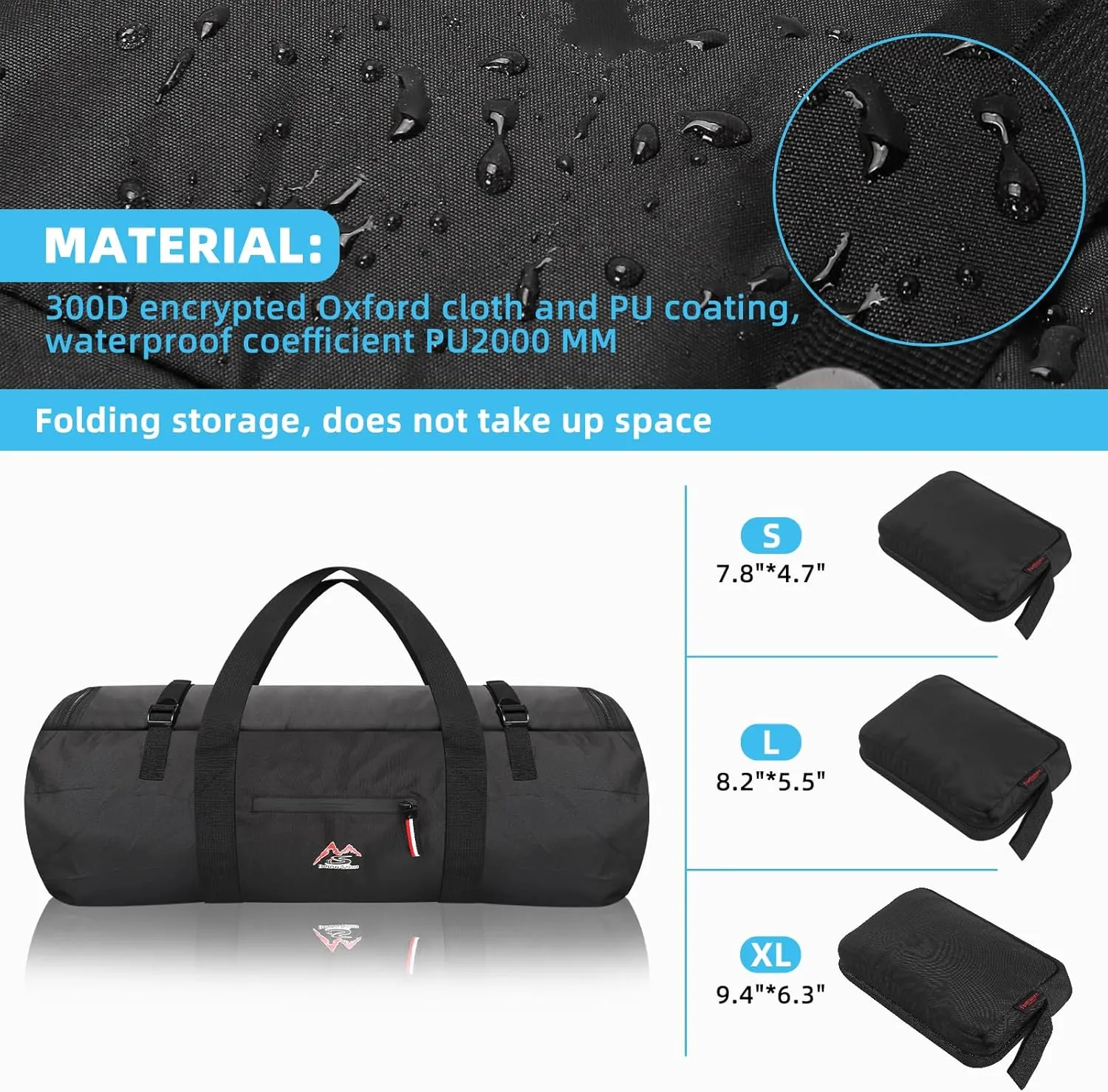 Travel Duffel Bag 37L/63L/125L Oversized Duffel Bag, Upgrade Zipper, Durable and Waterproof, Suitable for Camping Bag Travel Storage Bag Tent StorageBag Sports Equipment Bag (Black, XL125L)